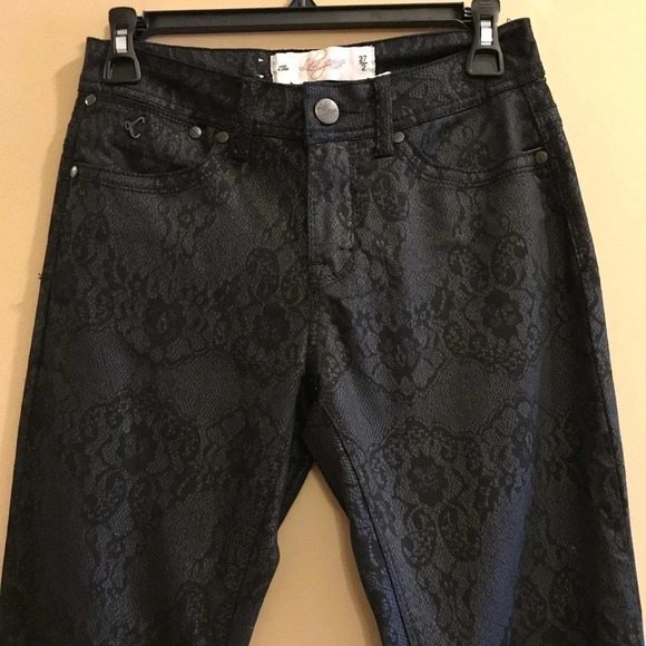 Lola Celina Skinny Jeans Black Lace Design - Picture 2 of 7